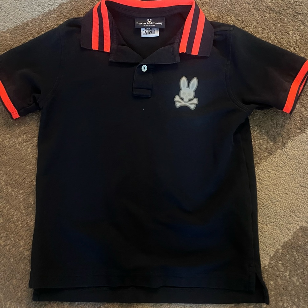Psycho bunny dark blue boys shirt 10/12. 100% Pima cotton short sleeve, polo